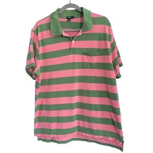 Vintage Y2K J Crew Rugby Stripe Polo Pink Green size XL
